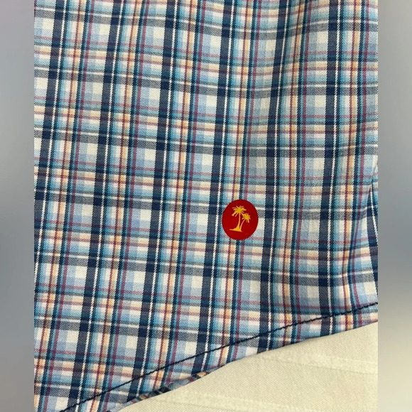 Desert Dunes Compass Shirt Mens Blue Plaid Short Sleeve Button Up Size XL Q1 - Picture 10 of 13